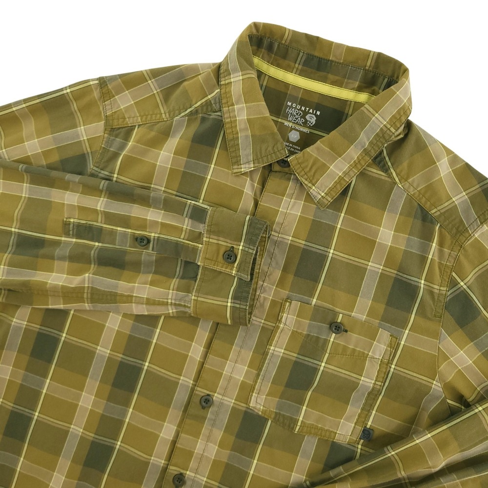 Mountain Hardwear Shirt Mens S‎ Green Plaid Long Sleeve Button Up Outdoor Hiking
